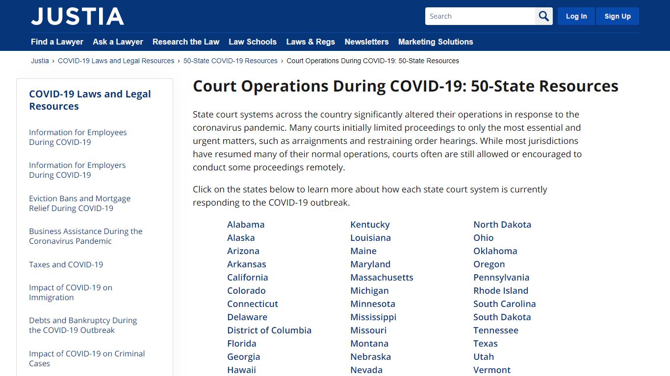 Court Operations During COVID-19: 50-State Resources | Justia